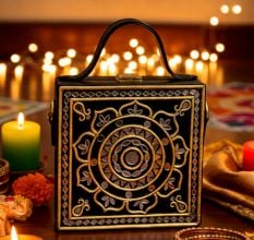 Handmade Vegan Leather Black Lippan Mirror Sling Bag